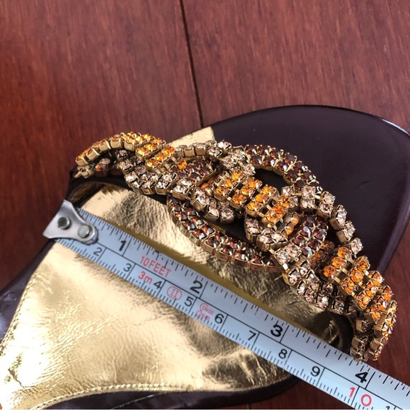 Francesco Secco ombre ,orange ,yellow diamond embellished peep toe pumps sandals - Picture 13 of 17